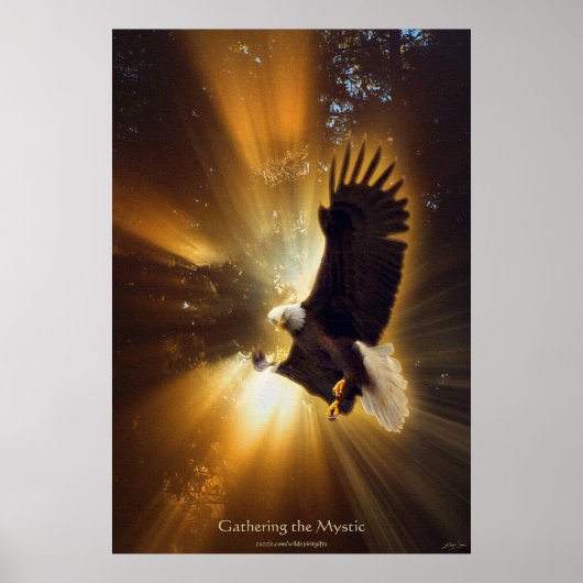 Poster Aigle et rayons mystiques de soleil Imaginaire Art (Devant)