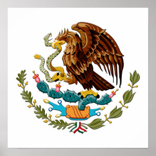 Poster Aigle et serpent Mexique Emblème pour les Mexicain