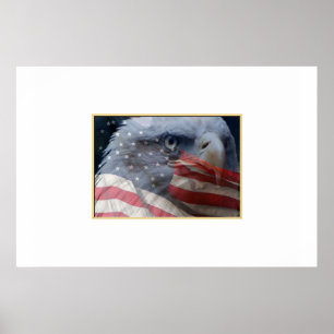Poster Aigle gros plan avec drapeau