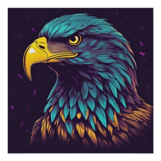 Poster Aigle Majestic aux couleurs vives (Devant)