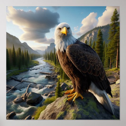 Poster Aigle Majestic Bald en pleine nature sauvage (Devant)