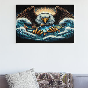 Poster Aigle Majestueux Capturant Du Poisson Frais