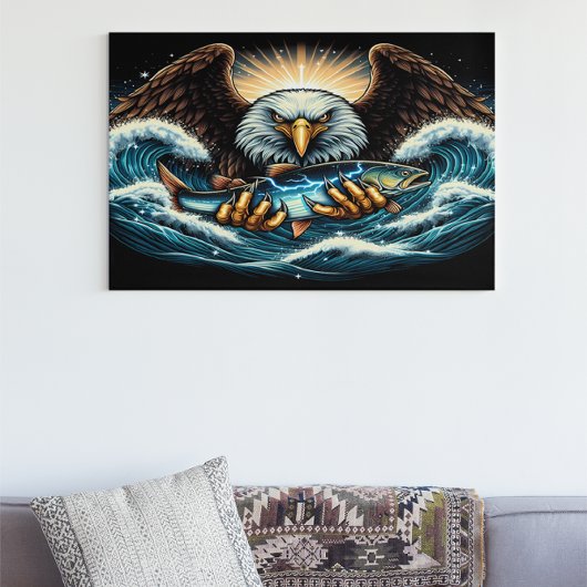 Poster Aigle Majestueux Capturant Du Poisson Frais