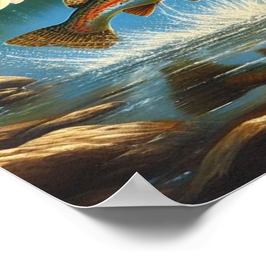 Poster Aigle Majestueux Capturant Une Truite Du Lac 20x16 (Coin)