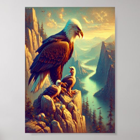 Poster Aigle Majestueux Capturant Une Truite Du Lac 5"x7" (Devant)