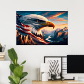 Poster Aigle Majestueux Fusionné Avec Drapeau Américain 3 (Bureau à domicile)