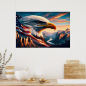 Poster Aigle Majestueux Fusionné Avec Drapeau Américain 3 (Cuisine)
