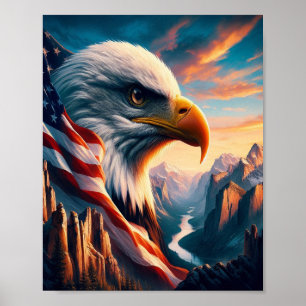 Poster Aigle Majestueux Fusionné Avec Drapeau Américain 8