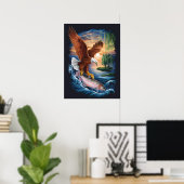 Poster Aigle majestueux qui grimpe sur un poisson (Bureau à domicile)