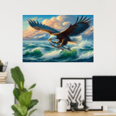 Poster Aigle majestueux se balançant pour attraper du poi (Bureau à domicile)