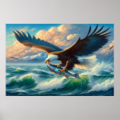 Poster Aigle majestueux se balançant pour attraper du poi (Devant)