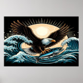 Poster Aigle Majestueux Tournant Au-Dessus D'Une Vague Oc (Devant)