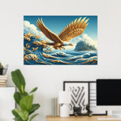 Poster Aigle Majestueux Tournant Au-Dessus D'Une Vague Pu (Bureau à domicile)