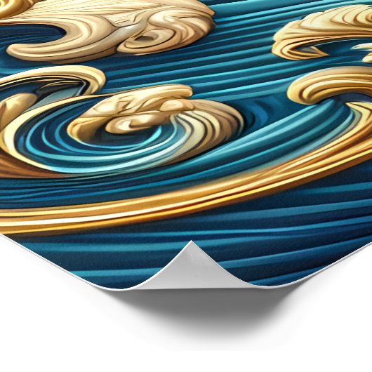 Poster Aigle Majestueux Volant Au-Dessus D'Une Vague Libe (Coin)