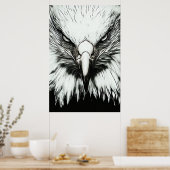 Poster Aigle Noir et Blanc Tendance (Cuisine)