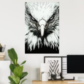 Poster Aigle Noir et Blanc Tendance (Bureau à domicile)