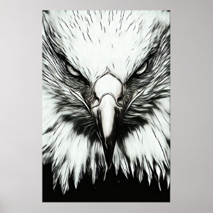 Poster Aigle Noir et Blanc Tendance