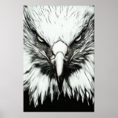 Poster Aigle noir et blanc tendance (Devant)
