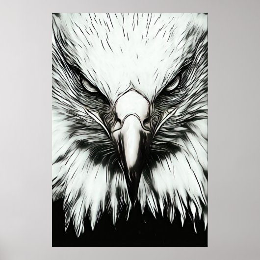 Poster Aigle noir et blanc tendance (Devant)