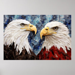 Poster Aigle Oiseau Art Décor Peinture Mosaïque