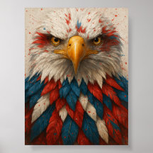 Aigle patriotique avec plumes rouges blanches