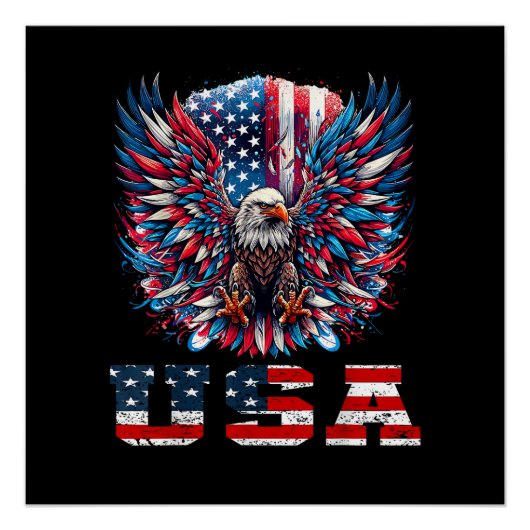 Poster Aigle Patriotique Drapeau USA (Devant)