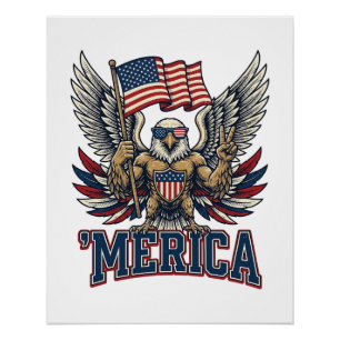 Poster Aigle Patriotique Merica Vintage Vector Design de