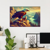 Poster Aigle perché sur le rocher avec ses bébés (Bureau à domicile)