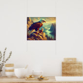 Poster Aigle perché sur le rocher avec ses bébés 20x16 (Cuisine)