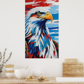 Poster aigle rouge blanc et bleu chauve (Cuisine)