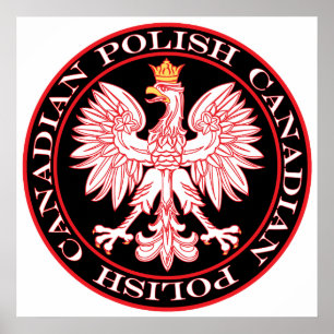 Poster Aigle rouge du Canada polonais rond