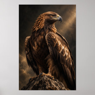 Poster Aigle Royal Perché sur un Rocher Dramatique Faune 