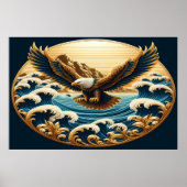Poster Aigle S'Élevant Au-Dessus D'Eau Vaste (Devant)