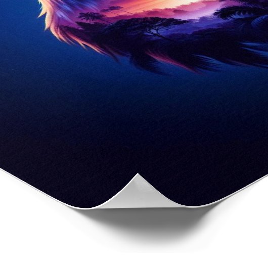 Poster Aigle superposé avec paysage de coucher de soleil  (Coin)