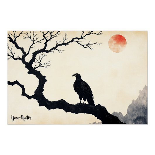 Poster Aigle sur arbre nu (Devant)