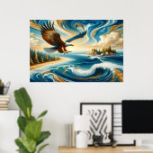 Poster Aigle survolant l'eau (Bureau à domicile)