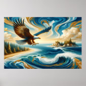 Poster Aigle survolant l'eau (Devant)