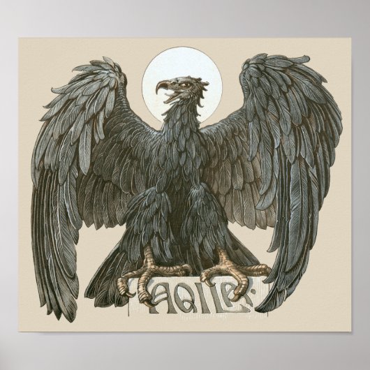Poster Aigle vintage Art Nouveau, Oiseaux de Prey (Devant)
