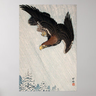 Poster Aigle volant dans la neige par Ohara Koson (1933)