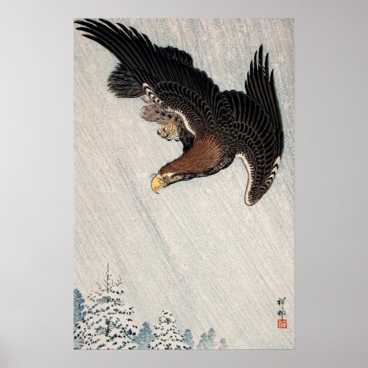 Poster Aigle volant dans la neige par Ohara Koson (1933) (Devant)