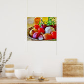 Poster Ail, oignon, mur d'art de la tomate pour la décora (Cuisine)