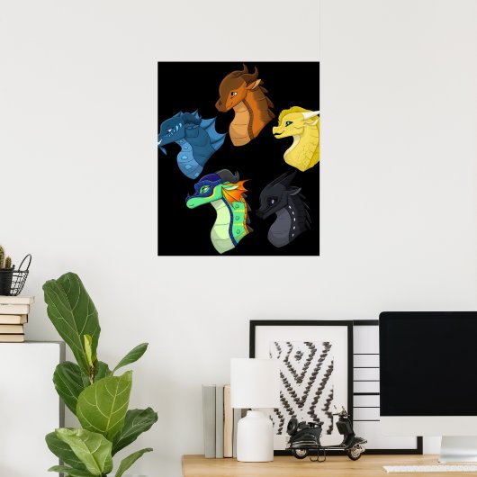 Poster Ailes Chibi de dragon feu classique (Bureau à domicile)