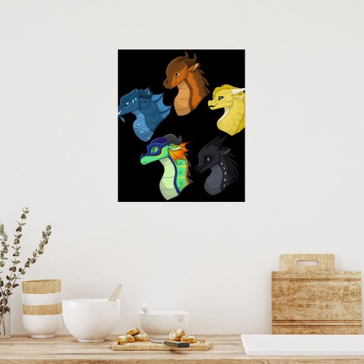 Poster Ailes Chibi de dragon feu classique (Cuisine)