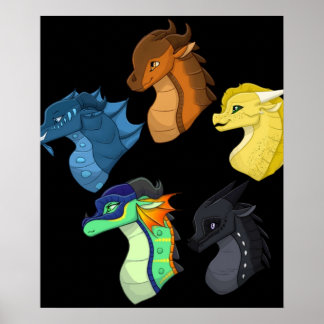 Poster Ailes Chibi de dragon feu classique