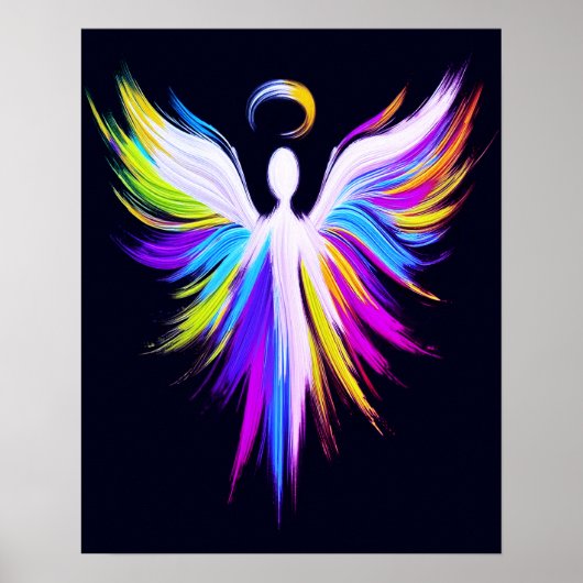 Poster Ailes d'ange d'art abstrait avec halo (Devant)