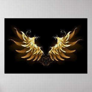 Poster Ailes d'Ange d'or sur arrière - plan noir