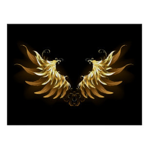 Poster Ailes d'Ange d'or sur arrière - plan noir