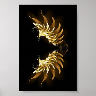 Poster Ailes d'Ange d'or sur arrière - plan noir