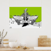 Poster Ailes de guitare électrique noir blanc imprimé (Cuisine)