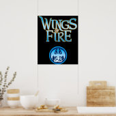 Poster ailes de lézard du logo de feu de dragon (Cuisine)